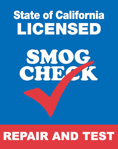 Certified State of California Licensed Smog Check badge